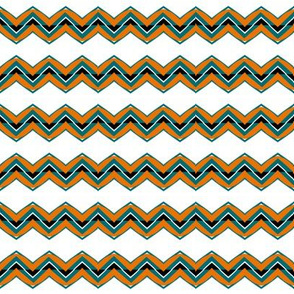 Zig Zag Stripes Black White Teal Orange