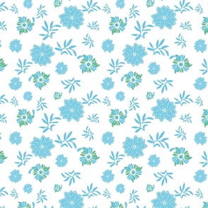 blue florals on white by rysunki_malunki