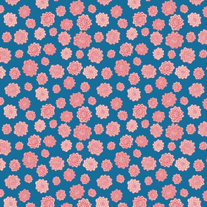 pink round flowers on blue by rysunki_malunki
