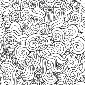 Outline fantasy waves. Abstract pattern. Coloring print