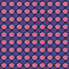 simple aster floral grid in navy and pink by rysunki_malunki