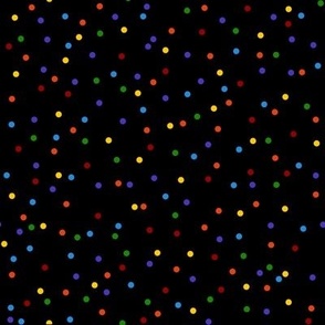 Multi-colored Rainbow Dots on Black (smaller)