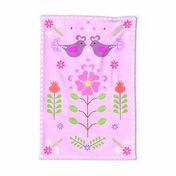 Folksy Birds and Flowers Pink