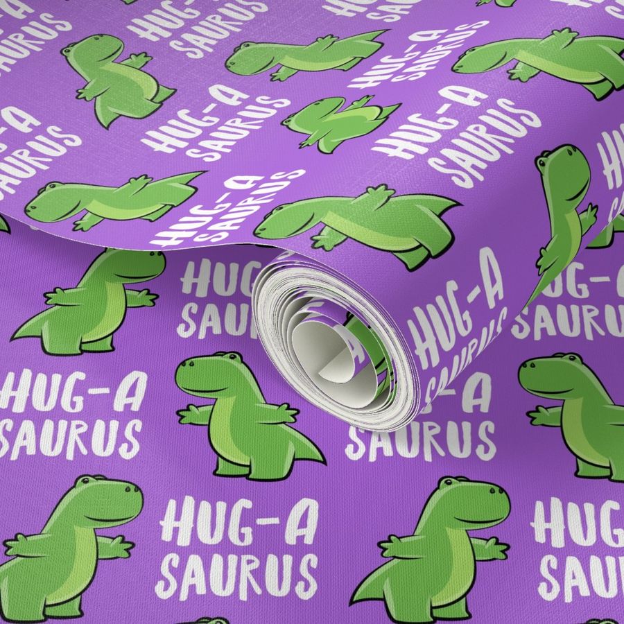 Hug-a-saurus - valentines hug dinosaur - trex on purple - LAD19