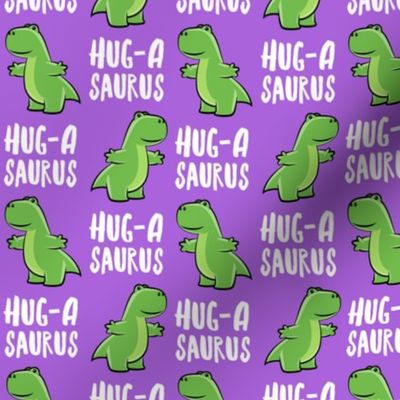 Hug-a-saurus - valentines hug dinosaur - trex on purple - LAD19