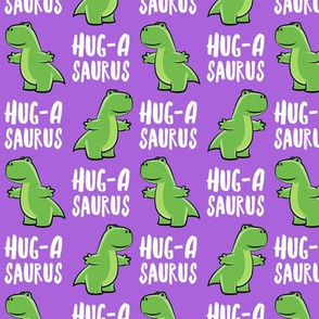 Hug-a-saurus - valentines hug dinosaur - trex on purple - LAD19