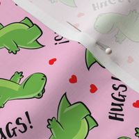 Hug-a-saurus - valentines hug dinosaur - trex toss on pink - LAD19