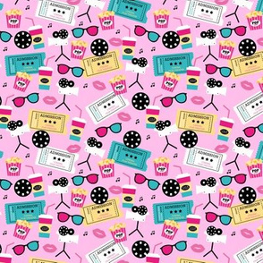Let's go see a movie film theater illustration pattern pink