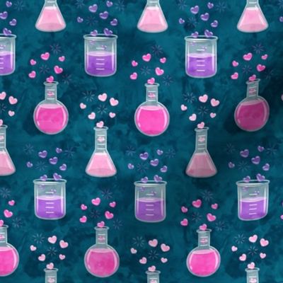 love potion - science valentines on teal - LAD19