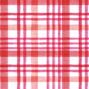 Valentine Plaid Linen Watercolor - Valentine's Day