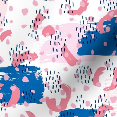 Confetti party minimal brush strokes and rain spots la style pop trend blue pink