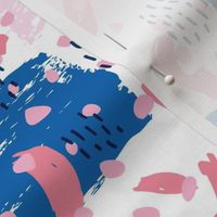 Confetti party minimal brush strokes and rain spots la style pop trend blue pink