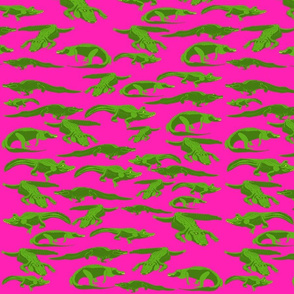 Lg Alligators on Hot Pink by DulciArt,LLC