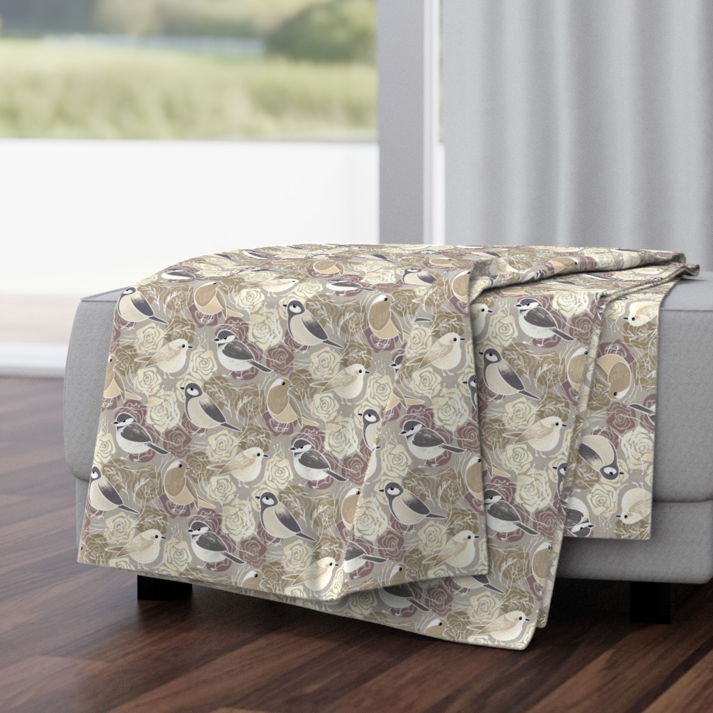 Little Bird Botanical - taupe - medium 