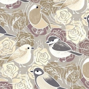 Little Bird Botanical - taupe - medium 