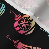 Colorful Christmas Ornaments on Black