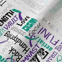 Gymnastics Words Fabric Purple Teal