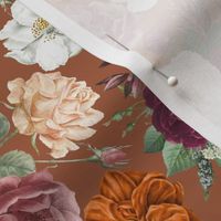 Vintage Florals and Wildflowers on Brown