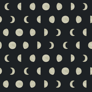 Moon Phases on Black Background