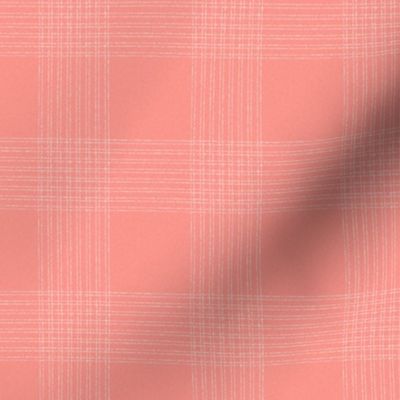 Crossover Plaid Dark small: Coral & Cream Linear Plaid