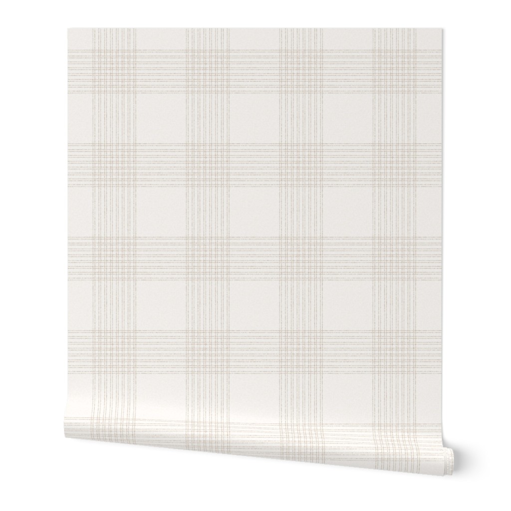 Crossover Plaid: Cream and Light Brown Linear Plaid