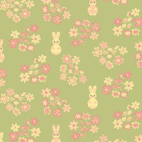 spring flowers and bunnies by rysunki_malunki