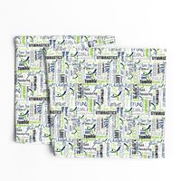 Gymnastics Words Fabric Navy Lime