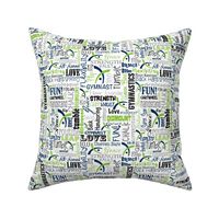 Gymnastics Words Fabric Navy Lime