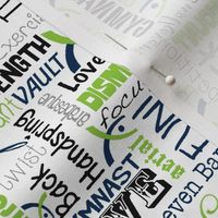 Gymnastics Words Fabric Navy Lime