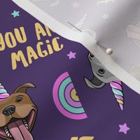 (2.25" scale) Unicorn Pit Bulls - cute pit bull unicorns -  purple - you are magic  - LAD19BS