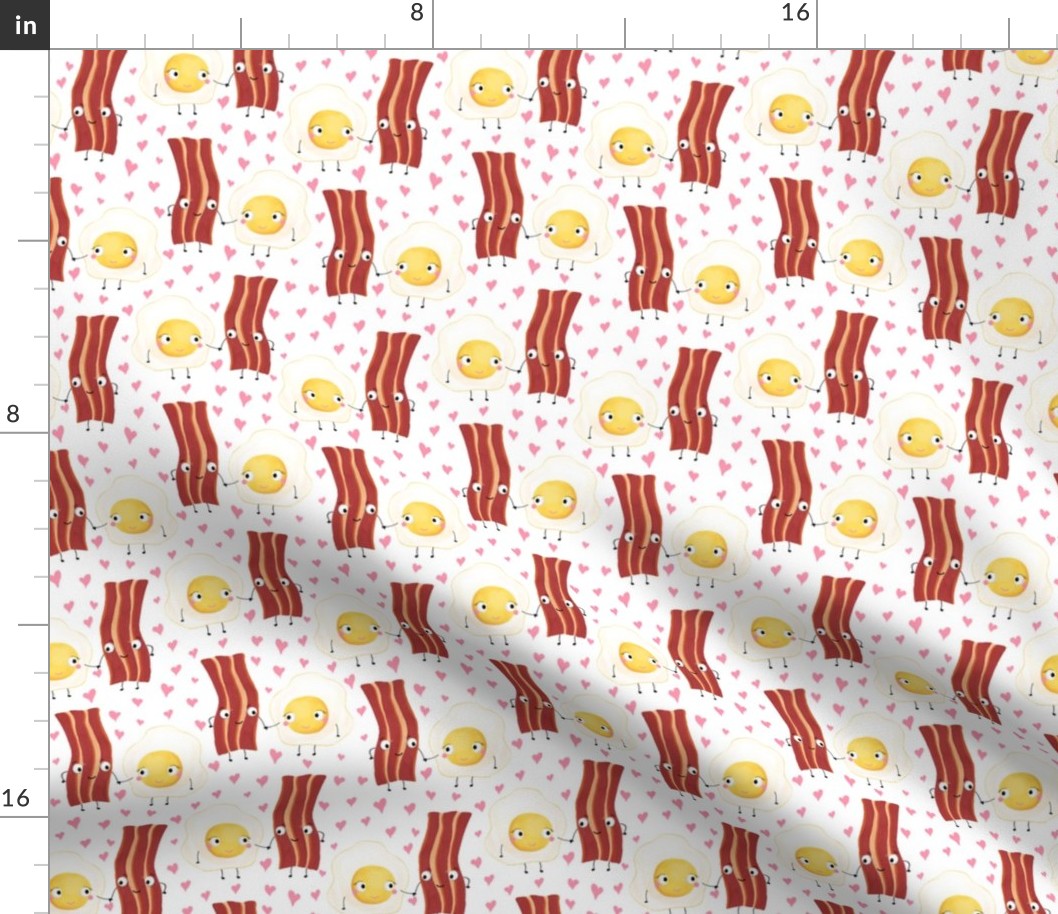 Bacon and Egg, Funny Food Novelty print in white - smaller scale