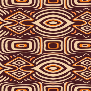 Geometric Tiki  brown vintage