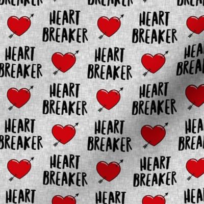 Heart Breaker - red on grey - heart with arrow - Valentines day - LAD19