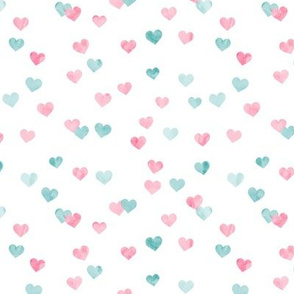 multi hearts - valentines -  pink teal - LAD19