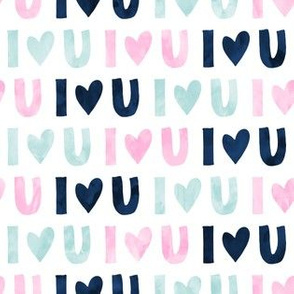 I love you - multi - valentines love - pink navy blue - LAD19