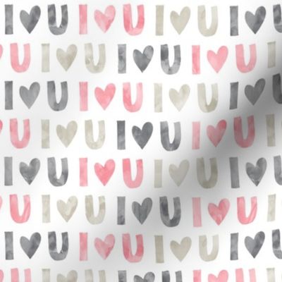 I love you - multi - valentines love -pink grey beige - LAD19