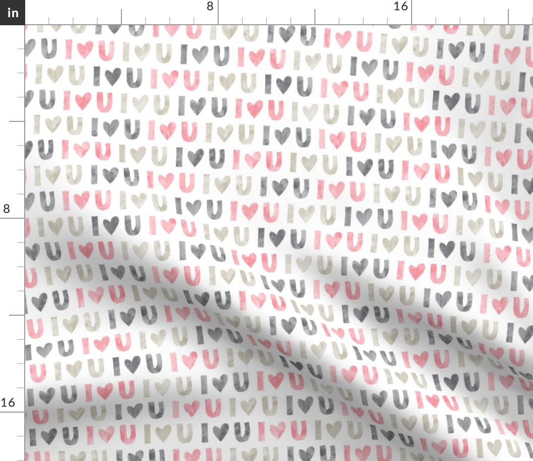 I love you - multi - valentines love -pink grey beige - LAD19