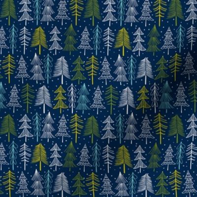 Oh' Christmas Tree - Navy Blue Ditsy Scale