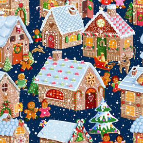 Gingerbread village blue