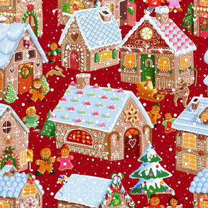 Gingerbread village red