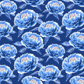 maximalist peony dark blue/medium scale