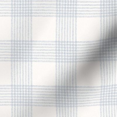 Crossover Plaid small: Cream & Chambray Blue Linear Plaid