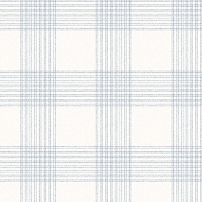 Crossover Plaid small: Cream & Chambray Blue Linear Plaid