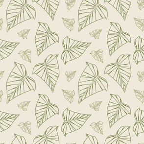 Ivy leaves of fall - ivory background