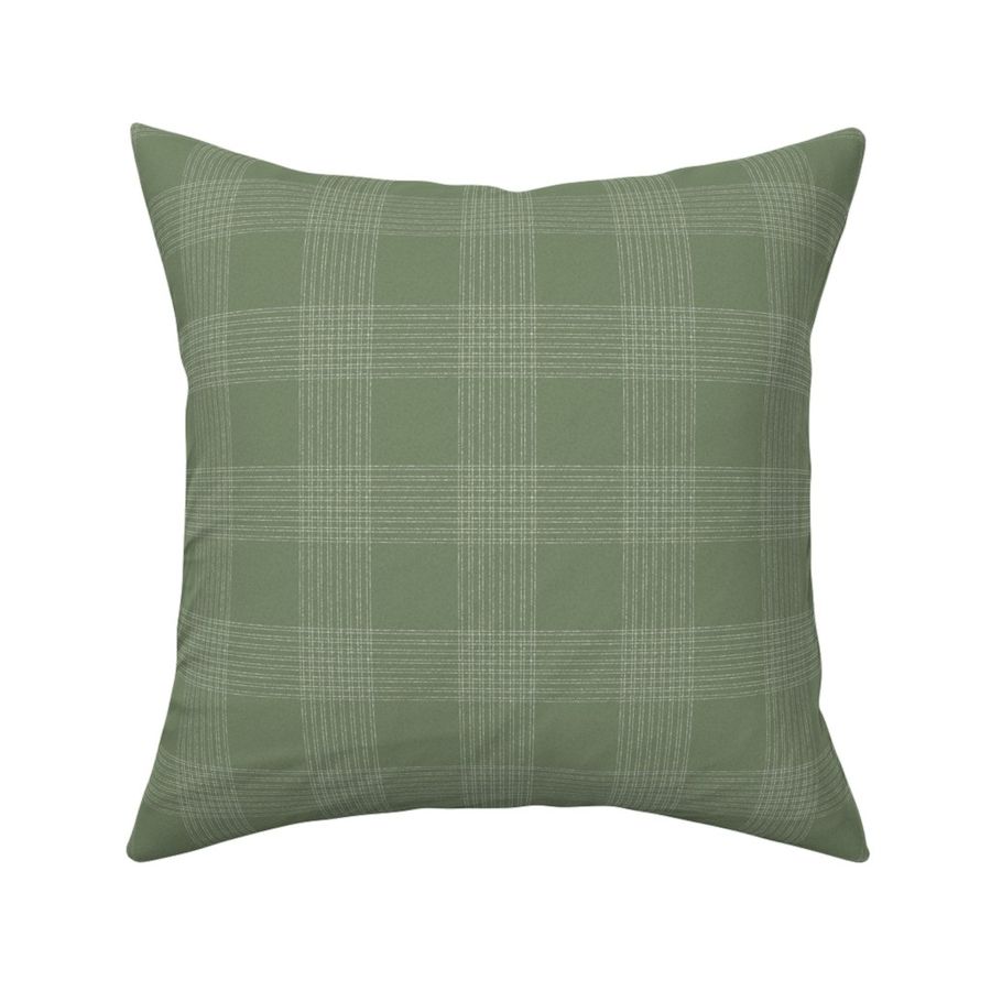 Crossover Plaid Dark small: Sage Green & Cream Linear Plaid