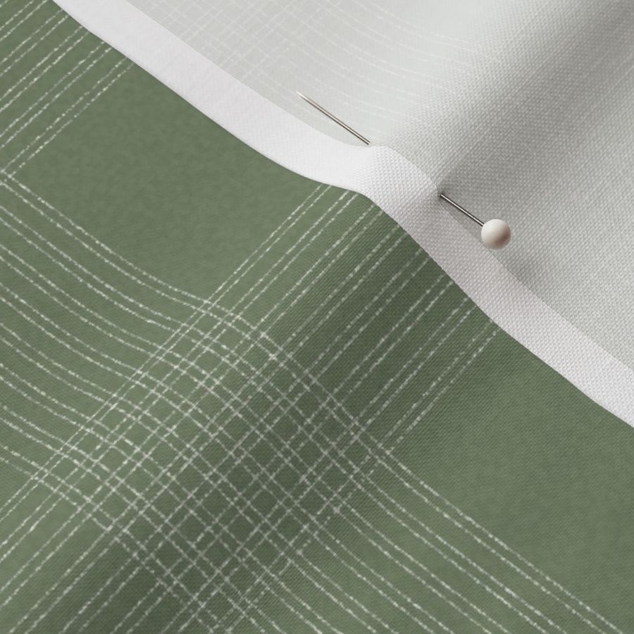 Crossover Plaid Dark small: Sage Green & Cream Linear Plaid