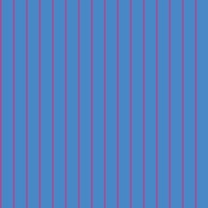 Pink Pinstripe on Mid Tone Blue