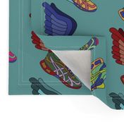 Winged Shoes - Teal Background