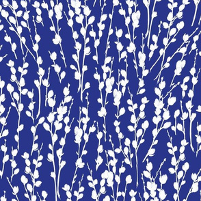 Pussy Willow | Deep Blue + White