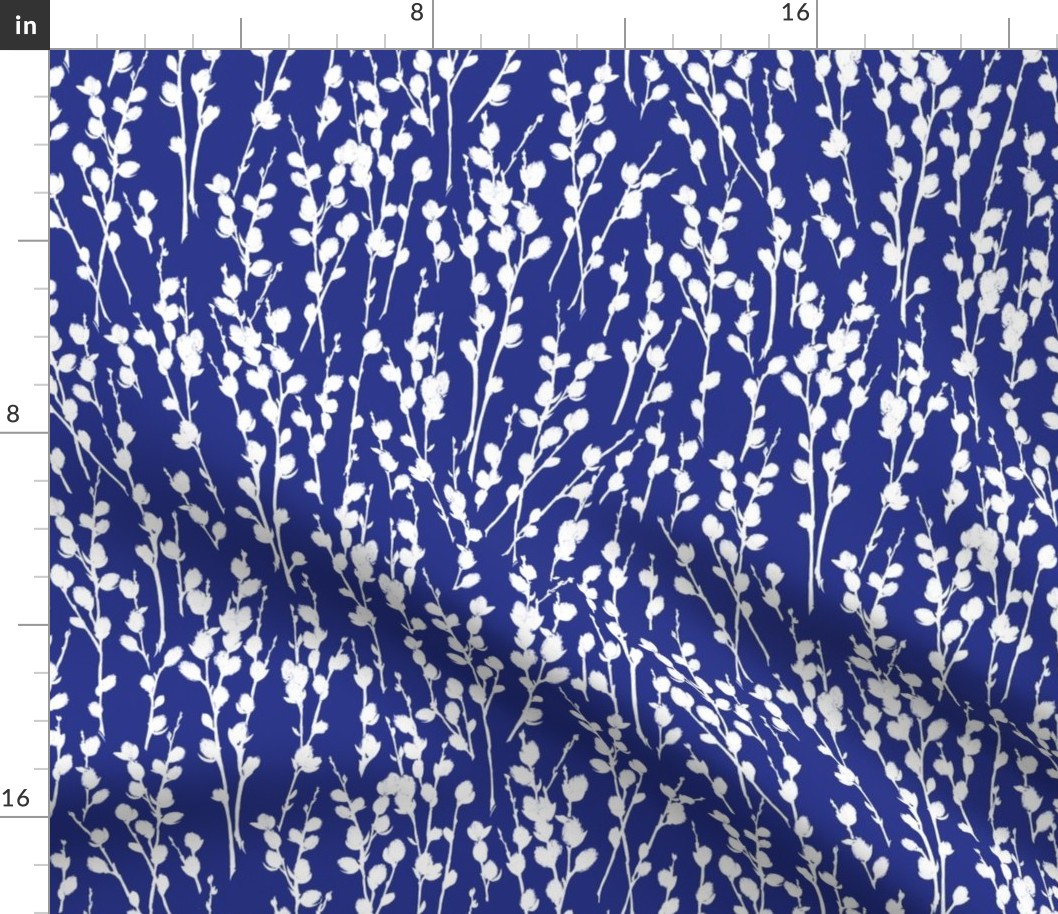 Pussy Willow | Deep Blue + White